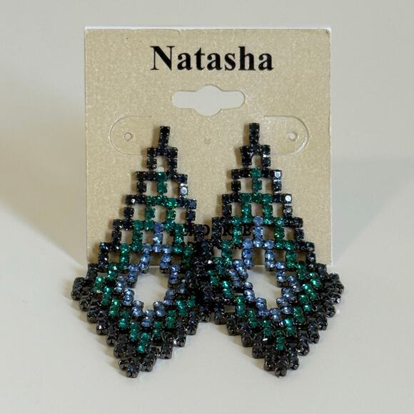 New Natasha Chandelier Rhinestone Earrings - Picture 1 of 4